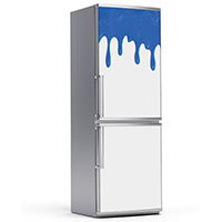 Υφασμάτινο αυτοκόλλητο ψυγείου που απεικονίζει μπλε χρώμα να τρέχει από το πάνω μέρος σε πολλά σημεία. Είναι ανθεκτικό και κολλάει και ξεκολλάει εύκολα.Μπορείτε να μας ζητήσετε να εκτυπωθεί σε ότι διάσταση θέλετε. Το θέμα προσαρμόζεται ανάλογα στη διάσταση που θέλετε.Το παράδειγμα που παρουσιάζουμε στην απομονωμένη εικόνα του θέματος αφορά ψυγείο με διάσταση 75cm πλάτος x 200cm ύψος.