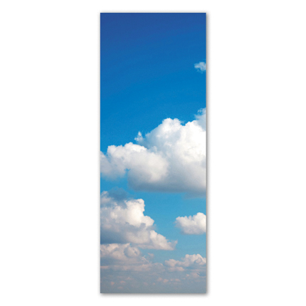 Υφασμάτινο αυτοκόλλητο ψυγείου που απεικονίζει άσπρα σύννεφα σε γαλάζιο ουρανό.Είναι ανθεκτικό και κολλάει και ξεκολλάει εύκολα.Μπορείτε να μας ζητήσετε να εκτυπωθεί σε όποιες διαστάσεις θέλετε. Το θέμα προσαρμόζεται αναλογικά στις διαστάσεις που θέλετε.Το παράδειγμα που παρουσιάζουμε στην απομονωμένη εικόνα του θέματος αφορά ψυγείο με διαστάσεις 75cm πλάτος x 200cm ύψος.
