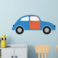 Αυτοκόλλητο τοίχου από βινύλιο που απεικονίζει μπλε αυτοκίνητο με κόκκινη πόρτα. Είναι ανθεκτικό και κολλάει και ξεκολλάει εύκολα.Μπορείτε να μας ζητήσετε να εκτυπωθεί σε ότι διάσταση θέλετε. 