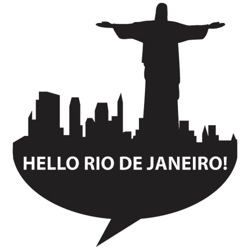 Αυτοκόλλητο τοίχου από βινύλιο που απεικονίζει σιλουέτες από τα κτίρια του Ρίο και το άγαλμα του Ιήσου, με το λεκτικό 
