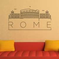 Αυτοκόλλητο τοίχου από βινύλιο που απεικονίζει περιγράμματα από το Κολοσσαίο και κτίρια, με το λεκτικό 