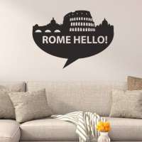 Αυτοκόλλητο τοίχου από βινύλιο που απεικονίζει σιλουέτες από το κτίρια της Ρώμης, με το λεκτικό 