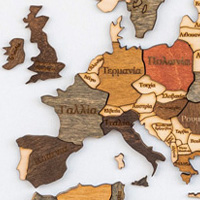 Ξύλινος τρισδιάστατος παγκόσμιος χάρτης τοίχου - (115 x 65) / Με ονόματα Κωδικός: 90748 