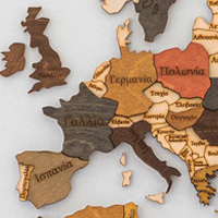 Ξύλινος τρισδιάστατος παγκόσμιος χάρτης τοίχου - (190 x 110) / Με ονόματα Κωδικός: 90750 