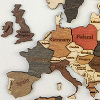 Ξύλινος τρισδιάστατος παγκόσμιος χάρτης τοίχου - (115 x 65) / Με αγγλικά ονόματα Κωδικός: 90774 
