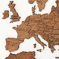 Ξύλινος παγκόσμιος χάρτης τοίχου ΚΑΣΤΑΝΙΑ - (115 x 65) / Με αγγλικά ονόματα Κωδικός: 90784 