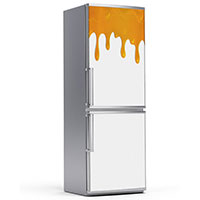 Υφασμάτινο αυτοκόλλητο ψυγείου που απεικονίζει πορτοκαλί χρώμα να τρέχει από το πάνω μέρος σε πολλά σημεία. Είναι ανθεκτικό και κολλάει και ξεκολλάει εύκολα.Μπορείτε να μας ζητήσετε να εκτυπωθεί σε ότι διάσταση θέλετε. Το θέμα προσαρμόζεται ανάλογα στη διάσταση που θέλετε.Το παράδειγμα που παρουσιάζουμε στην απομονωμένη εικόνα του θέματος αφορά ψυγείο με διάσταση 75cm πλάτος x 200cm ύψος.