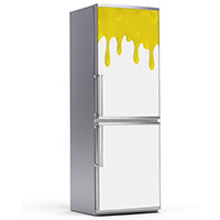 Υφασμάτινο αυτοκόλλητο ψυγείου που απεικονίζει κίτρινο χρώμα να τρέχει από το πάνω μέρος σε πολλά σημεία. Είναι ανθεκτικό και κολλάει και ξεκολλάει εύκολα.Μπορείτε να μας ζητήσετε να εκτυπωθεί σε ότι διάσταση θέλετε. Το θέμα προσαρμόζεται ανάλογα στη διάσταση που θέλετε.Το παράδειγμα που παρουσιάζουμε στην απομονωμένη εικόνα του θέματος αφορά ψυγείο με διάσταση 75cm πλάτος x 200cm ύψος.
