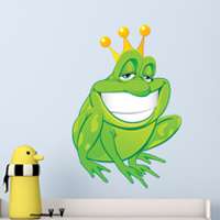Αυτοκόλλητο τοίχου από βινύλιο που απεικονίζει ένα βάτραχο με μεγάλο χαμόγελο που φοράει μια κορόνα. Είναι ανθεκτικό και κολλάει και ξεκολλάει εύκολα.Μπορείτε να μας ζητήσετε να εκτυπωθεί σε ότι διάσταση θέλετε. 