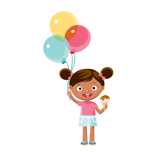 Αυτοκόλλητο τοίχου από βινύλιο που απεικονίζει ένα κοριτσάκι που τρώει παγωτό και κρατάει τρία μπαλόνια, σε λευκό περίγραμμα. Είναι ανθεκτικό και κολλάει και ξεκολλάει εύκολα.Μπορείτε να μας ζητήσετε να εκτυπωθεί σε ότι διάσταση θέλετε.