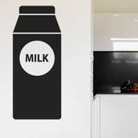 Αυτοκόλλητο τοίχου από βινύλιο που απεικονίζει μια συσκευασία γάλα με τη λέξη 