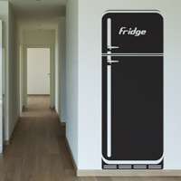 Αυτοκόλλητο τοίχου από βινύλιο που απεικονίζει ένα ψυγείο με λευκές λεπτομέρειες και τη λέξη 