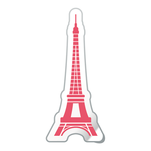 Αυτοκόλλητο τοίχου από βινύλιο που απεικονίζει ομοίωμα από αυτοκόλλητο που έχει ξεκολλήσει στην άκρη, με θέμα τον πύργο του Eiffel σε σκούρο ροζ χρώμα . Είναι ανθεκτικό και κολλάει και ξεκολλάει εύκολα.Μπορείτε να μας ζητήσετε να εκτυπωθεί σε ότι διάσταση θέλετε και ότι χρώμα θέλετε για την απεικόνιση του κτιρίου. 