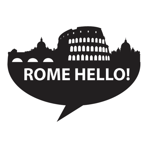 Αυτοκόλλητο τοίχου από βινύλιο που απεικονίζει σιλουέτες από το κτίρια της Ρώμης, με το λεκτικό 