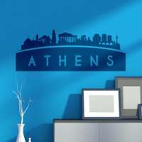 Αυτοκόλλητο τοίχου από βινύλιο που απεικονίζει σημεία της πόλης της Αθήνας και με το λεκτικό 