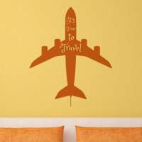 Αυτοκόλλητο τοίχου από βινύλιο σε σχήμα αεροπλάνου με τη φράση 