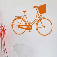Αυτοκόλλητο τοίχου από βινύλιο που απεικονίζει ένα ποδήλατο με καλάθι. Είναι ανθεκτικό και κολλάει και ξεκολλάει εύκολα.Μπορείτε να μας ζητήσετε να εκτυπωθεί σε ότι διάσταση και χρώμα θέλετε. 