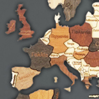 ΝΕΟΣ Ξύλινος τρισδιάστατος παγκόσμιος χάρτης σε plexiglass - (135 x 85) / Με ονόματα Κωδικός: 94259 