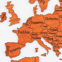 Ξύλινος παγκόσμιος χάρτης τοίχου ΚΕΡΑΣΙΑ - (115 x 65) / Με ονόματα Κωδικός: 90752 