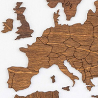 Ξύλινος παγκόσμιος χάρτης τοίχου ΚΑΣΤΑΝΙΑ - (115 x 65) / Κενός Κωδικός: 90755 