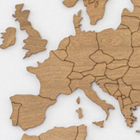 Ξύλινος παγκόσμιος χάρτης τοίχου ΚΑΡΥΔΙΑ - (190 x 110) / Κενός Κωδικός: 90757 