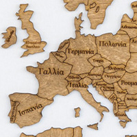Ξύλινος παγκόσμιος χάρτης τοίχου ΚΑΡΥΔΙΑ - (115 x 65) / Με ονόματα Κωδικός: 90758 