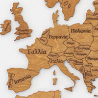 Ξύλινος παγκόσμιος χάρτης τοίχου ΔΡΥΣ - (190 x 110) / Με Ονόματα Κωδικός: 90760 