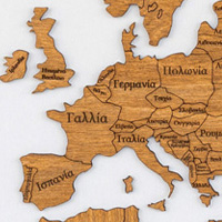 Ξύλινος παγκόσμιος χάρτης τοίχου ΔΡΥΣ - (115 x 65) / Με ονόματα Κωδικός: 90762 