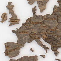 Ξύλινος παγκόσμιος χάρτης τοίχου ΒΕΓΚΕ - (115 x 65) / Με ονόματα Κωδικός: 90766 