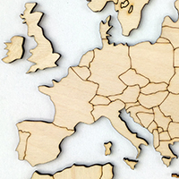Ξύλινος παγκόσμιος χάρτης τοίχου ΦΥΣΙΚΟ ΧΡΩΜΑ - (115 x 65) / Κενός Κωδικός: 90777 