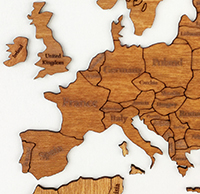 Ξύλινος παγκόσμιος χάρτης τοίχου ΔΡΥΣ - (115 x 65) / Με αγγλικά ονόματα Κωδικός: 90780 