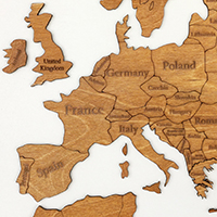Ξύλινος παγκόσμιος χάρτης τοίχου ΔΡΥΣ - (190 x 110) / Με αγγλικά ονόματα Κωδικός: 90781 