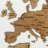 Ξύλινος παγκόσμιος χάρτης τοίχου ΚΑΡΥΔΙΑ - (115 x 65) / Με αγγλικά ονόματα Κωδικός: 90782 