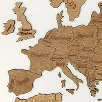 Ξύλινος παγκόσμιος χάρτης τοίχου ΚΑΡΥΔΙΑ - (190 x 110) / Με αγγλικά ονόματα Κωδικός: 90783 