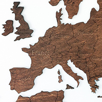 Ξύλινος παγκόσμιος χάρτης τοίχου ΚΑΣΤΑΝΙΑ - (190 x 110) / Με αγγλικά ονόματα Κωδικός: 90785 