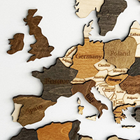 ΝΕΟΣ Ξύλινος τρισδιάστατος παγκόσμιος χάρτης τοίχου - (190 x 110) / Με αγγλικά ονόματα Κωδικός: 94258 